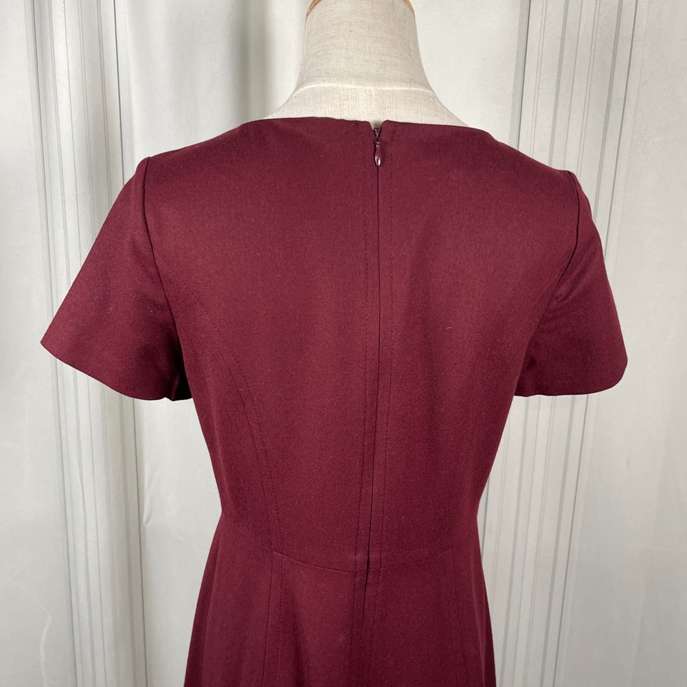 Talbots Burgundy Wool Fit & Flare Dress Size 2 Short‎ Sleeve - Picture 7 of 15
